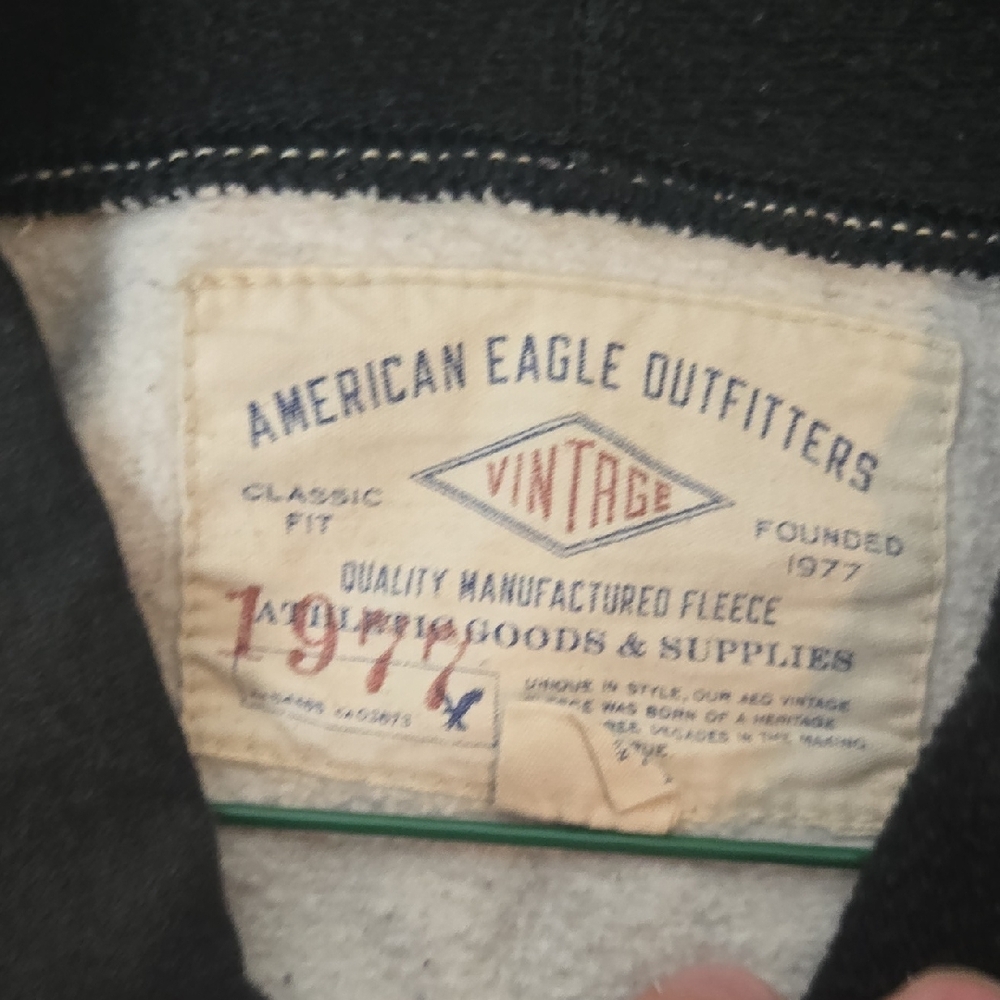 American Eagle Outfitters Black and Cream Hoodie - Picture 3 of 7